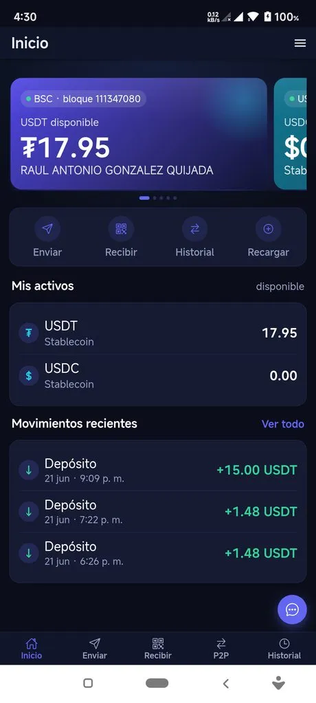 Inicio con saldo — Zentto Pay