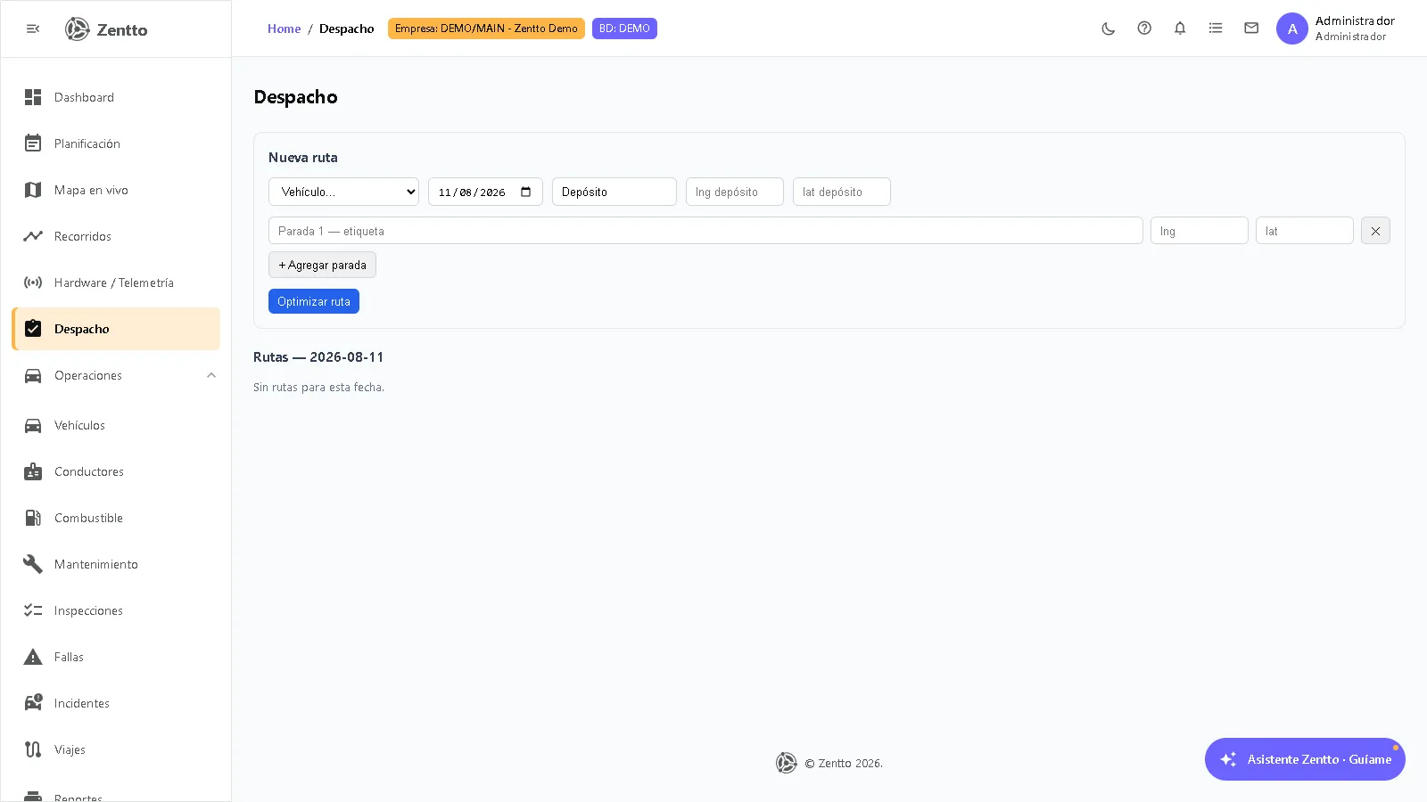 Dispatch screen