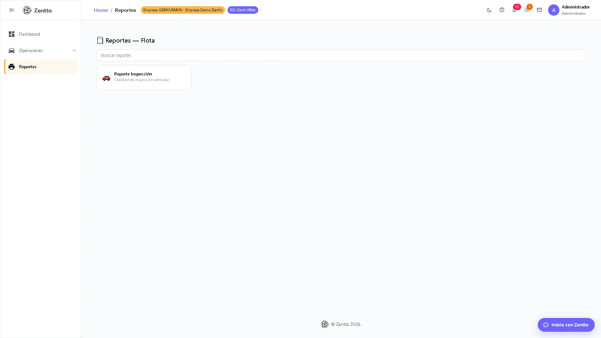Reportes de Flota — catálogo disponible