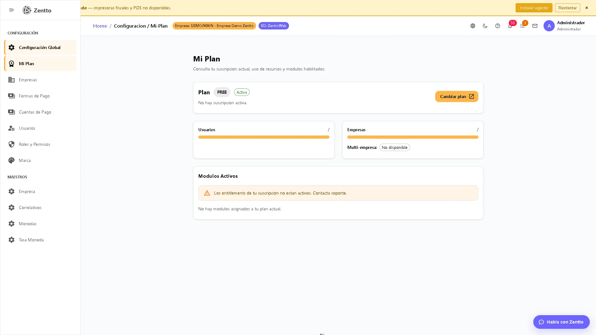 Mi Plan — suscripción y uso de recursos