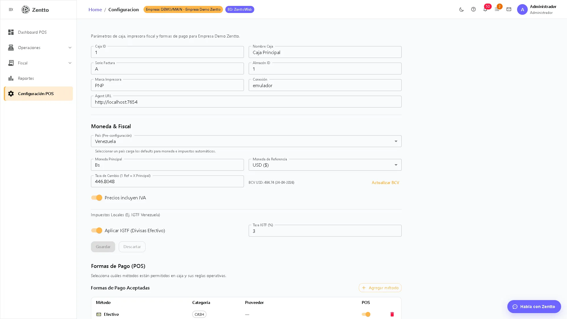 Configuración POS