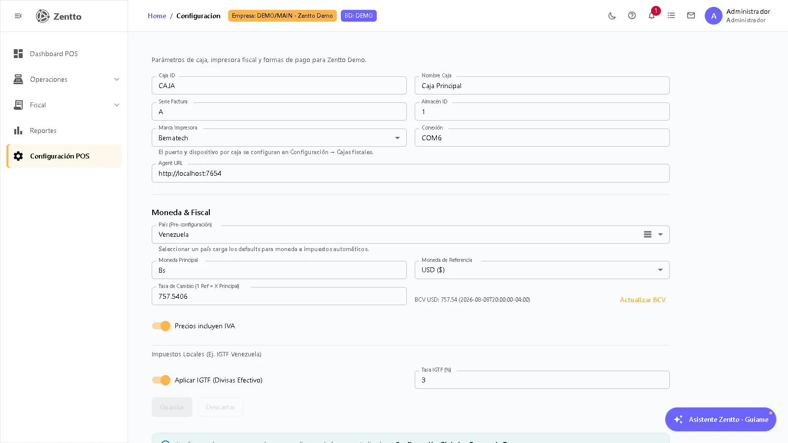 Configuración POS