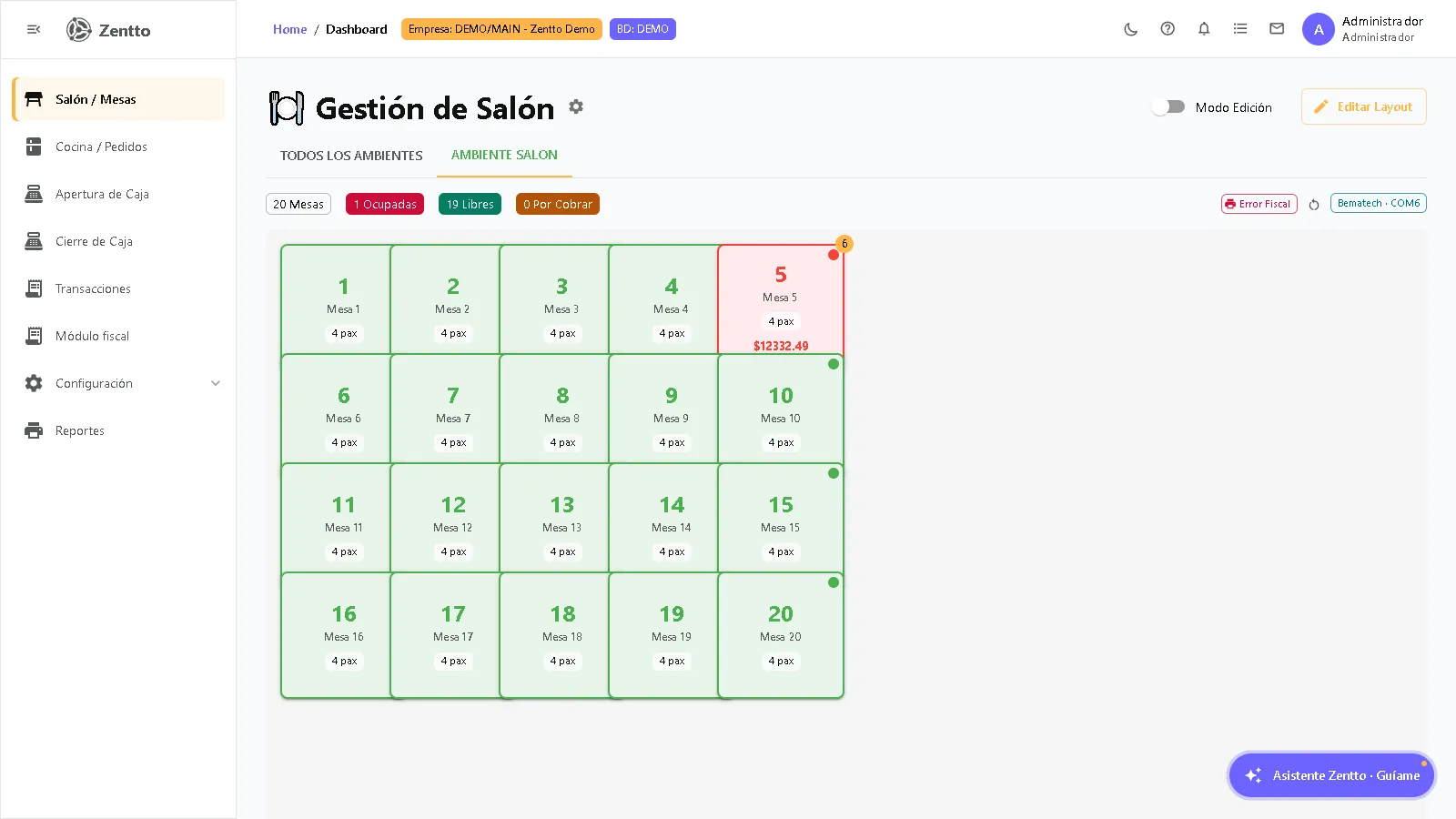 Salón / Mesas — tab Ambiente Salón