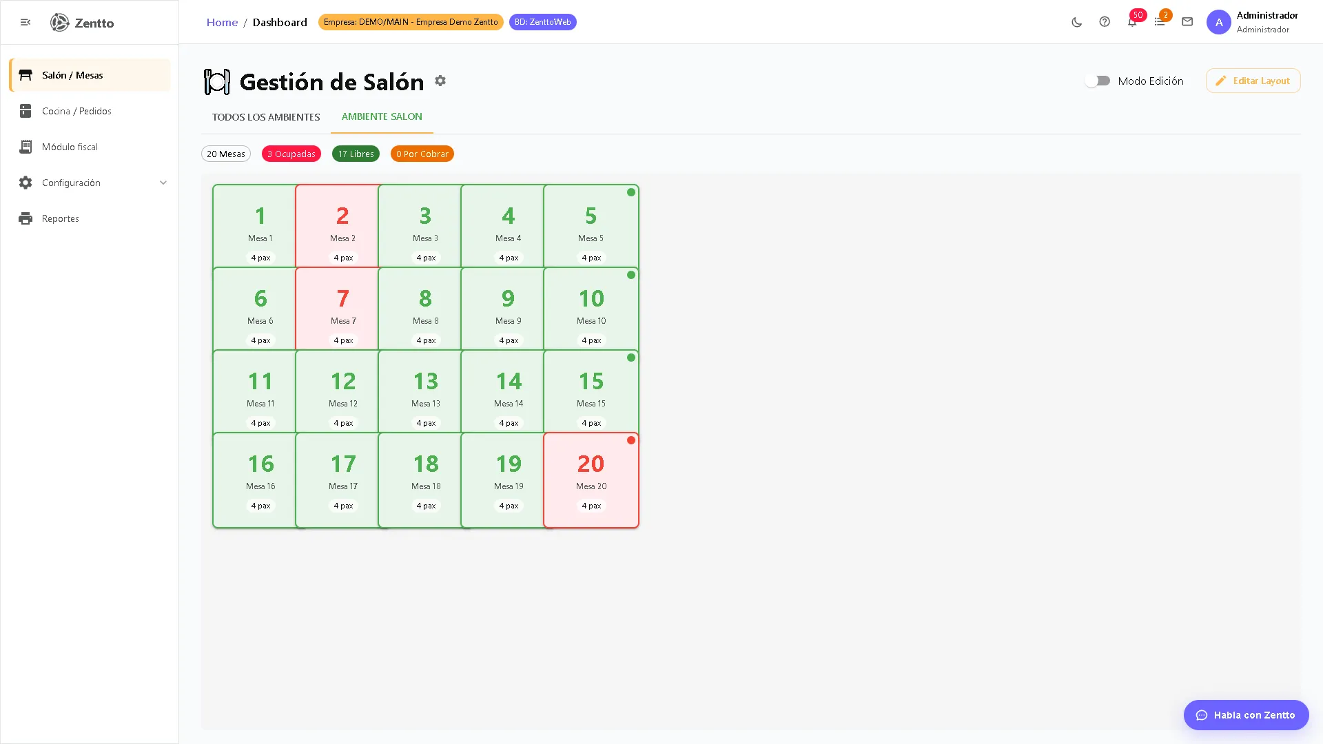 Salón / Mesas — tab Ambiente Salón